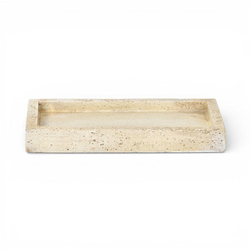 10" Beige Rustic Resin Faux Stone Handmade Trinket Tray