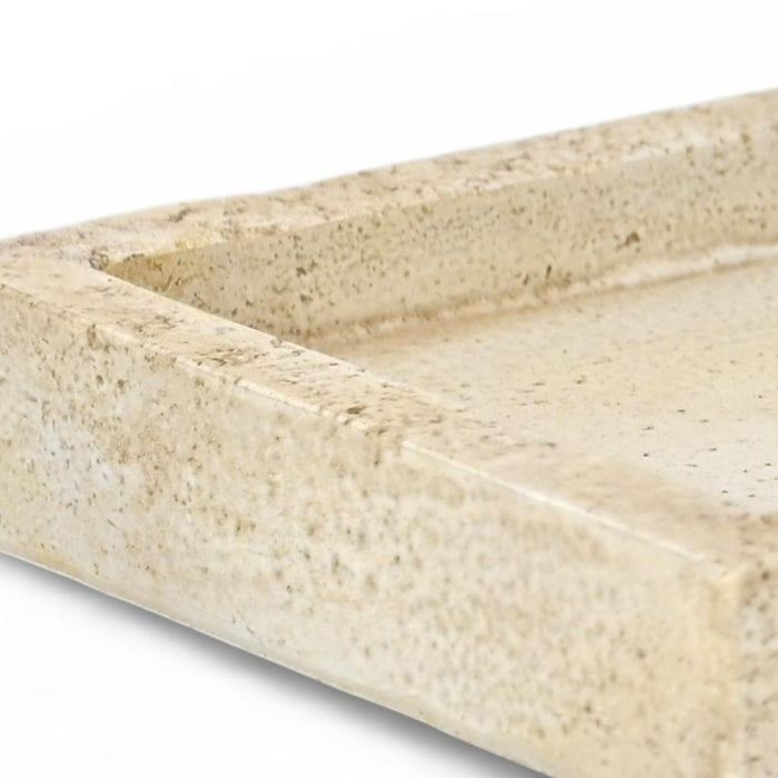 10" Beige Rustic Resin Faux Stone Handmade Trinket Tray