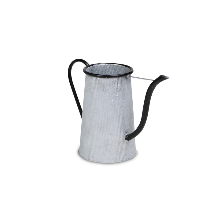 10" Black And Gray Galvanized Metal Flowers And Garden Decorative Watering Can