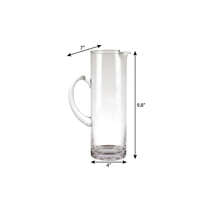10" Clear Mouth Blown Lead Free Crystal Glass Pitcher