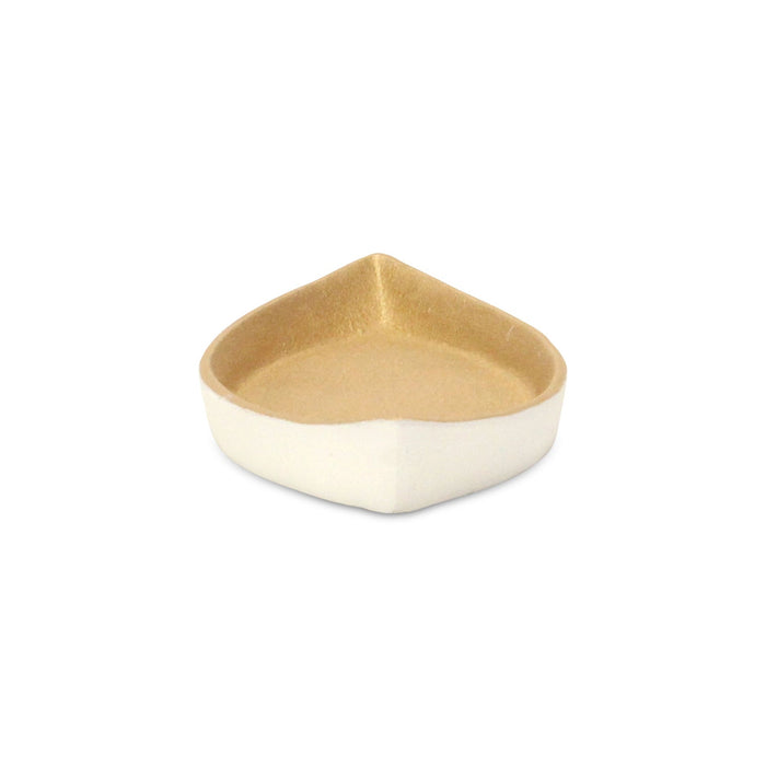 10" Gold And Off White Cast Iron Oval Boat Shaped Tray
