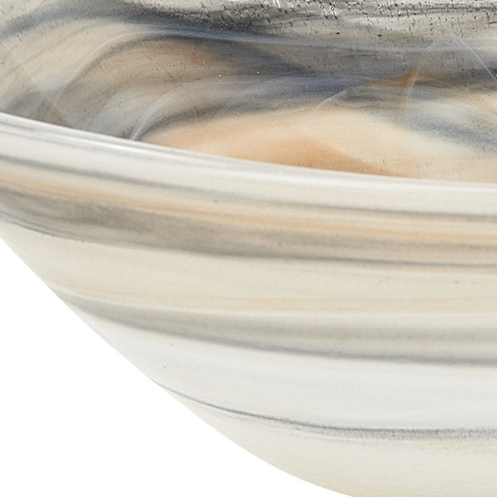 10" Gray Taupe And White Alabaster Glass Square Salad Bowl