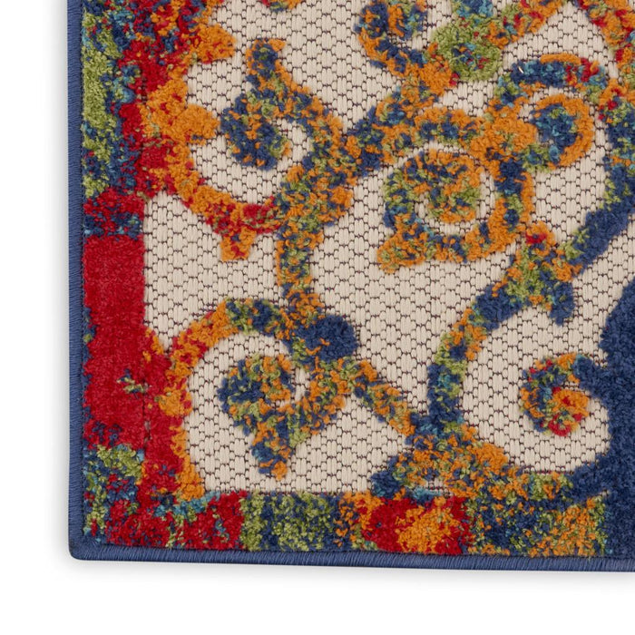 10' Ivory And Blue Indoor Outdoor Area Rug