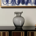 10" Light Gray Bubble Glass Round Table Vase