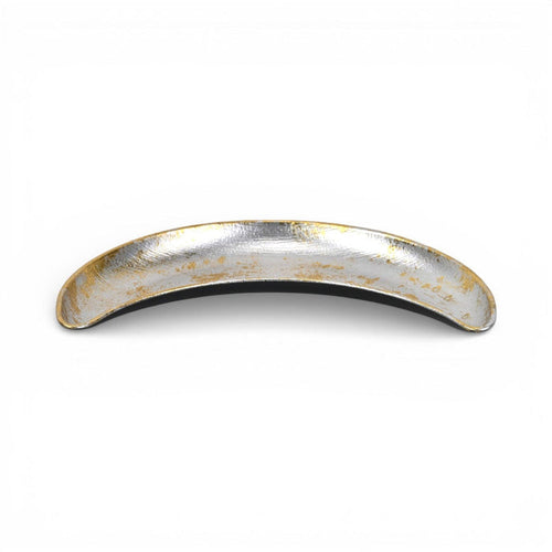 10" Silver And Gold Metal Handmade Crescent Trinket Tray