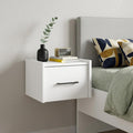 10" White Wood One Drawer Floating Nightstand