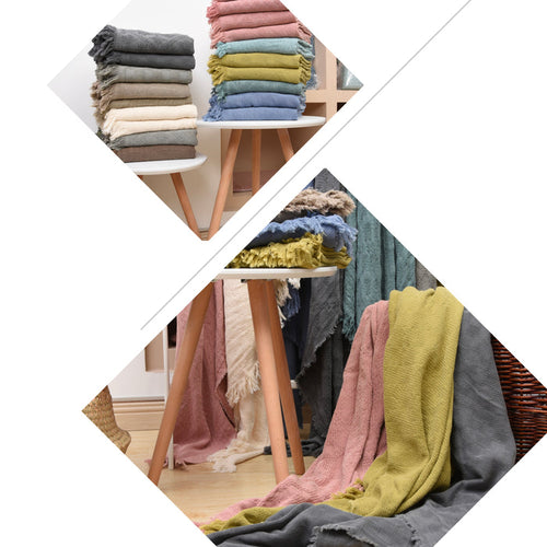 100% Cotton Embroidered Flowing Fringe Shawl Blanket