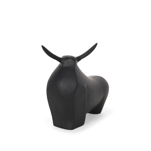 11" Black Aluminum Bull Tabletop Sculpture