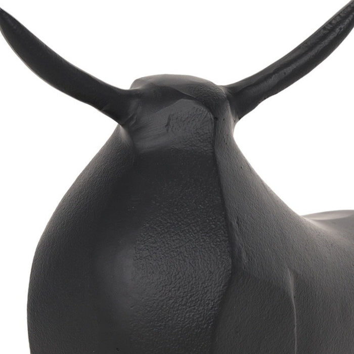 11" Black Aluminum Bull Tabletop Sculpture