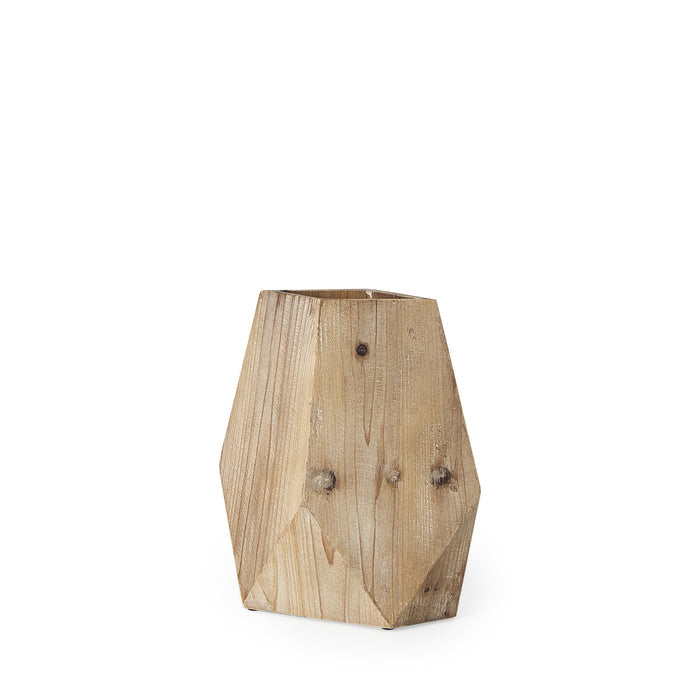 11" Natural Abstract Cylinder Solid Wood Table Vase