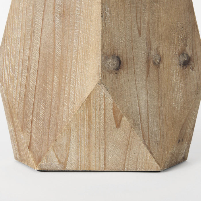 11" Natural Abstract Cylinder Solid Wood Table Vase