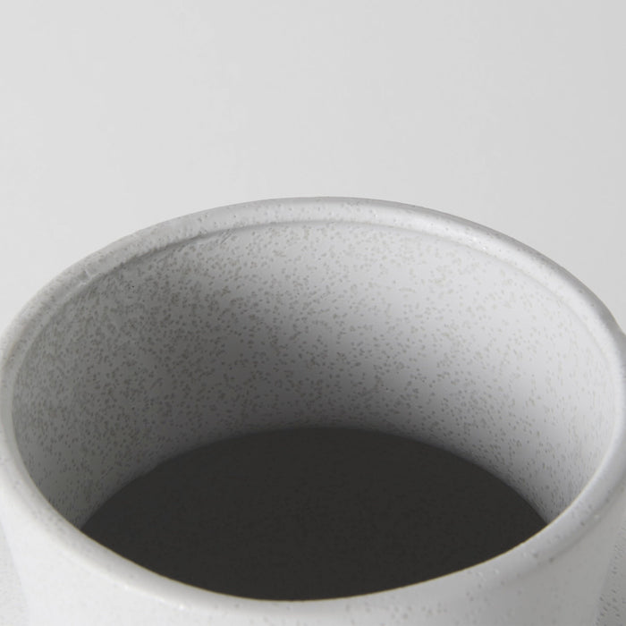 11" White Abstract Cylinder Ceramic Table Vase