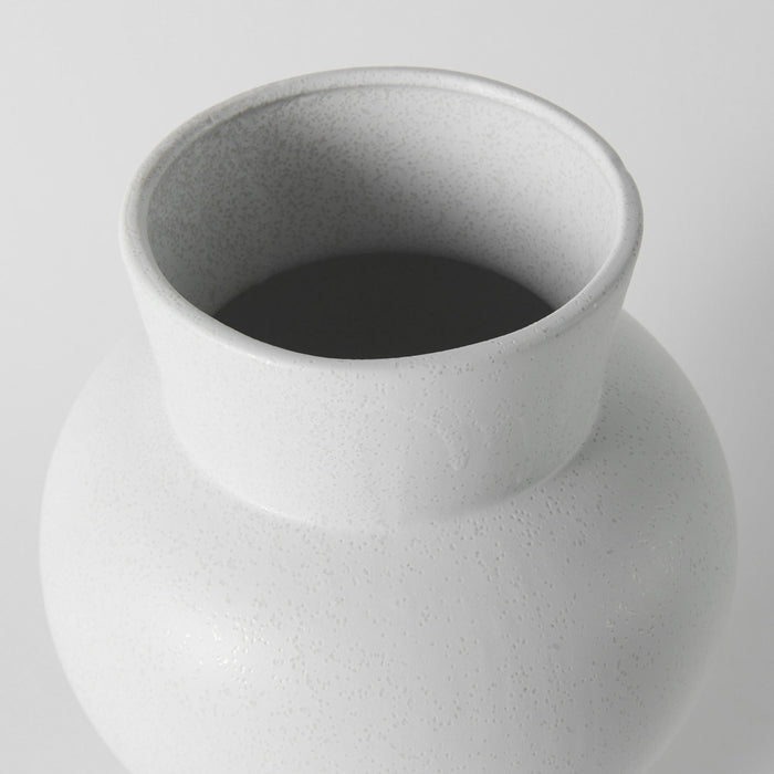 11" White Abstract Cylinder Ceramic Table Vase