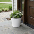 11" White Recycled Plastic Indoor Outdoor Round Pot Planter