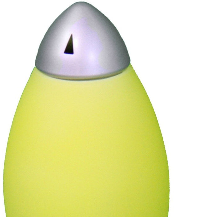 11" Yellow And Silver Acrylic And Metal Rocket Shaped Bedside Lamp