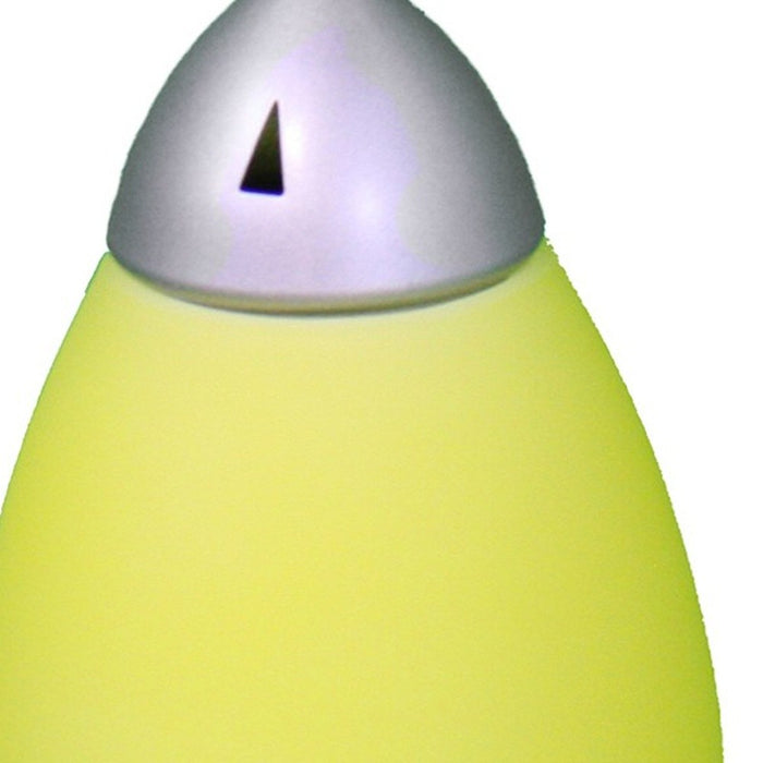 11" Yellow And Silver Acrylic And Metal Rocket Shaped Bedside Lamp