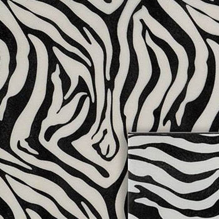 12" Black And White Zebra Iron And Resin Square Hanging Wall Tile