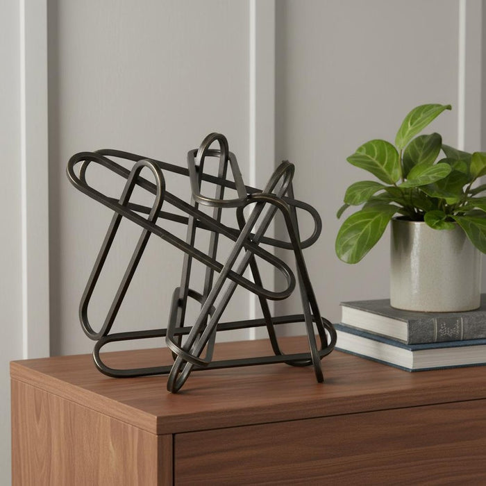 12" Black Metal Abstract Tabletop Sculpture