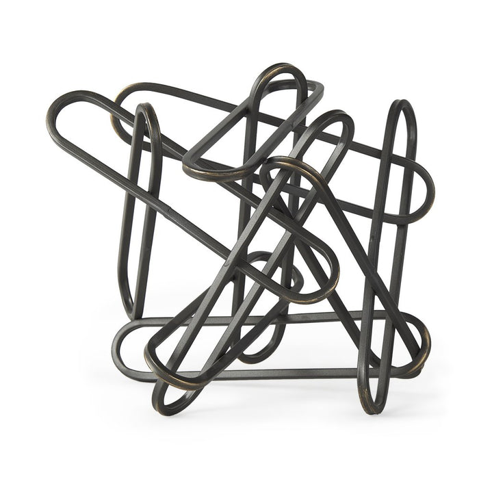 12" Black Metal Abstract Tabletop Sculpture