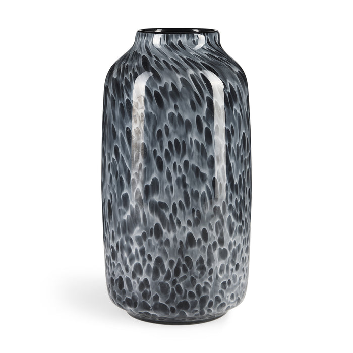12" Black Mottled Cylinder Glass Table Vase