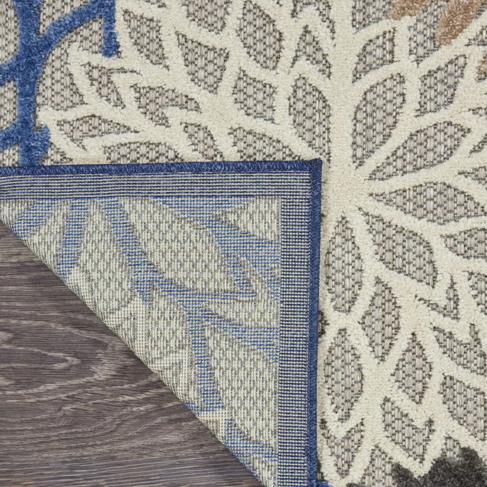 12' Blue And Gray Indoor Outdoor Runner Rug