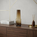 12" Brown Cylinder Crystal Glass Table Vase