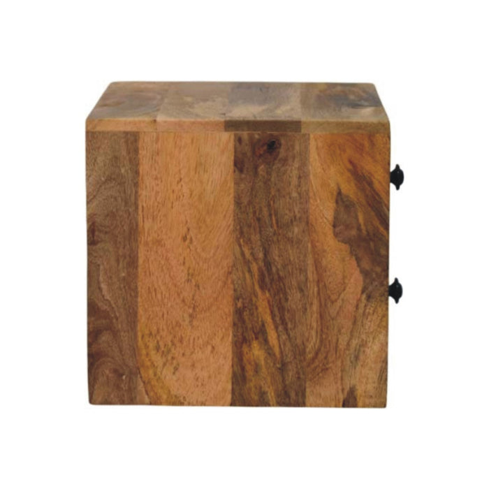 12" Brown Solid Wood Two Drawer Floating Nightstand