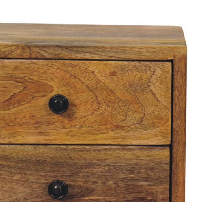 12" Brown Solid Wood Two Drawer Floating Nightstand