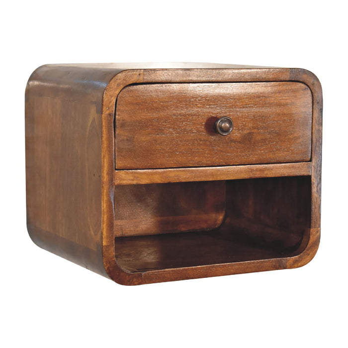 12" Chestnut Solid Wood One Drawer Floating Nightstand