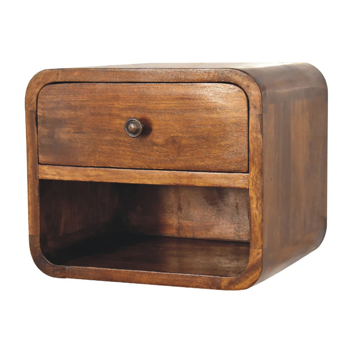 12" Chestnut Solid Wood One Drawer Floating Nightstand
