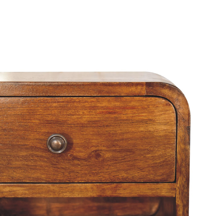 12" Chestnut Solid Wood One Drawer Floating Nightstand