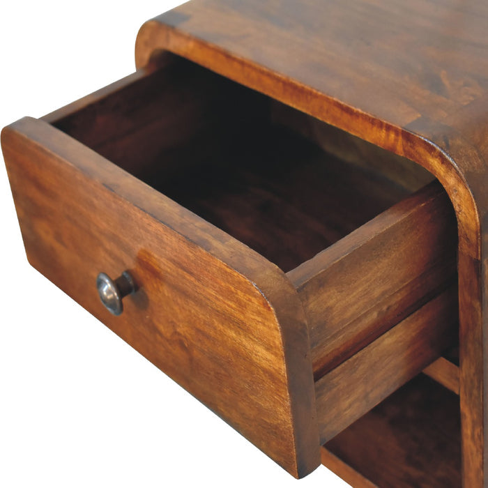 12" Chestnut Solid Wood One Drawer Floating Nightstand