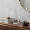 12" Clear With Geometric Pattern Oval Crystal Table Vase