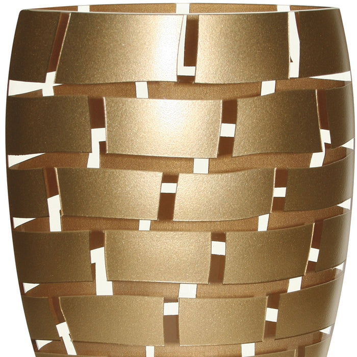 12" Gold And Clear Geometric Oval Lead Free Crystal Table Vase