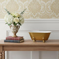 12" Gold And White Metal Hand Painted Decorative Tub