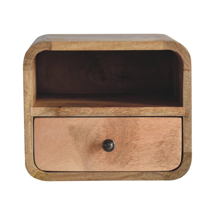12" Oak Solid Wood One Drawer Floating Nightstand