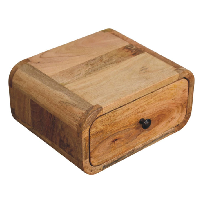 12" Oak Solid Wood One Drawer Floating Nightstand