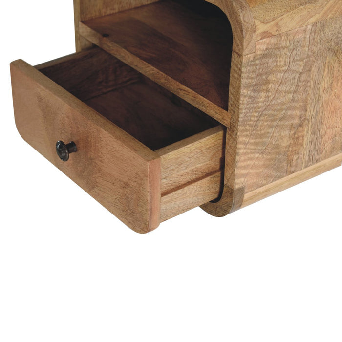 12" Oak Solid Wood One Drawer Floating Nightstand