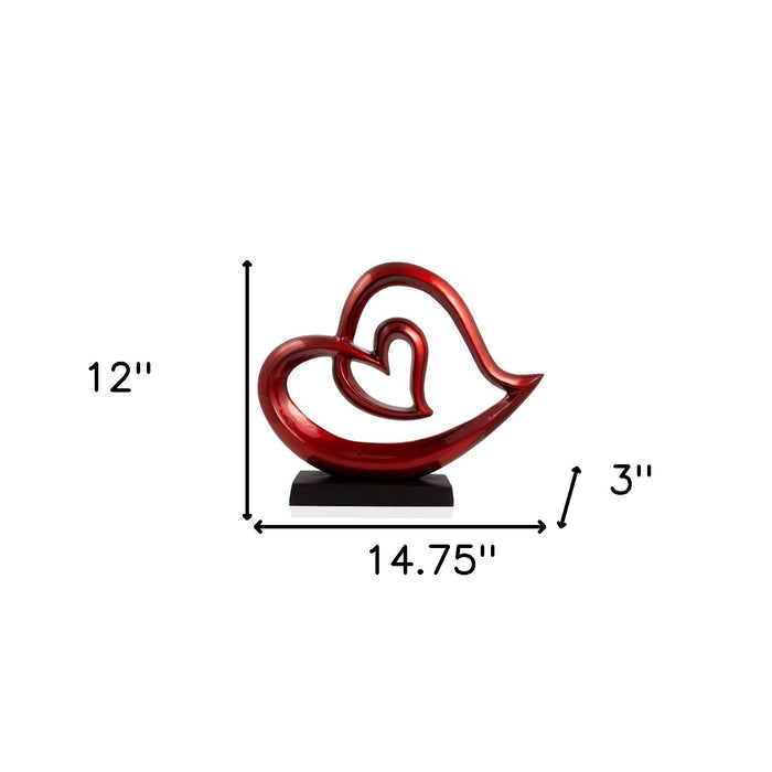 12" Red and Black Aluminum Tabletop Sculpture