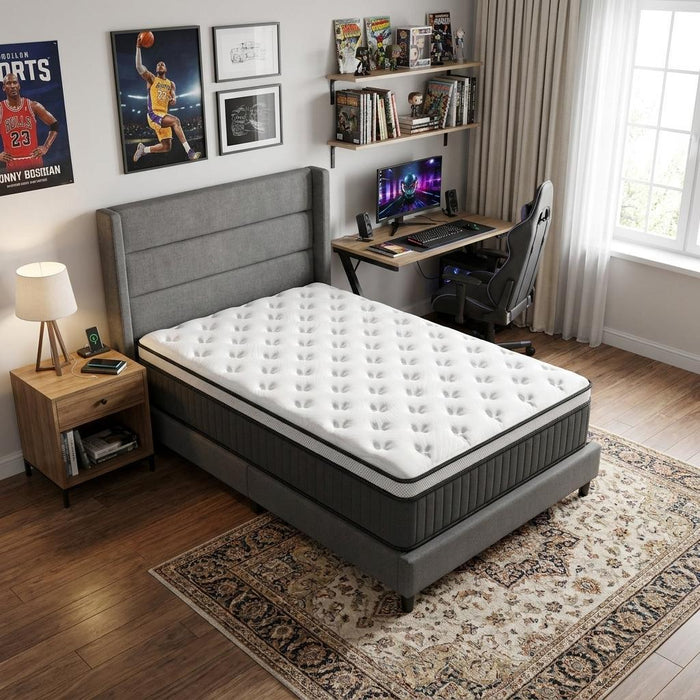 12" Twin Memory Foam Medium Euro Top Hybrid Mattress
