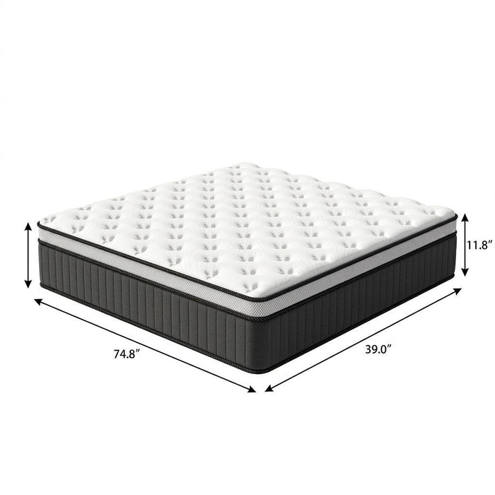 12" Twin Memory Foam Medium Euro Top Hybrid Mattress