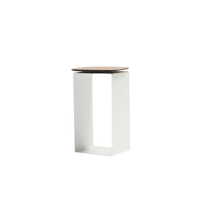 12" White And Brown Aluminum And Heavy Duty Resin Outdoor Side Table