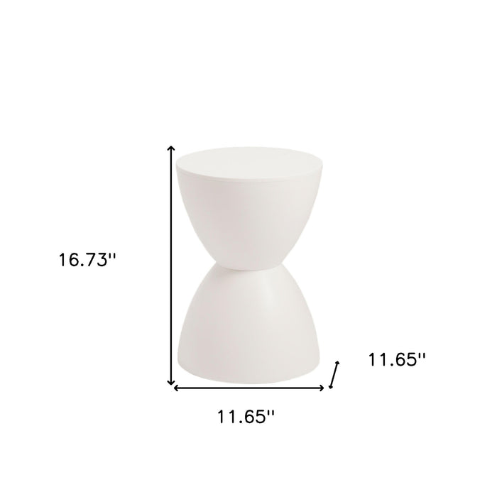 12" White Heavy Duty Plastic Hourglass Indoor Outdoor Side Table