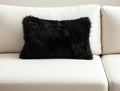 12" X 20" Black Sheepskin Lumbar Throw Pillow