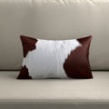 12" X 20" Brown and White Cowhide Throw Pillow