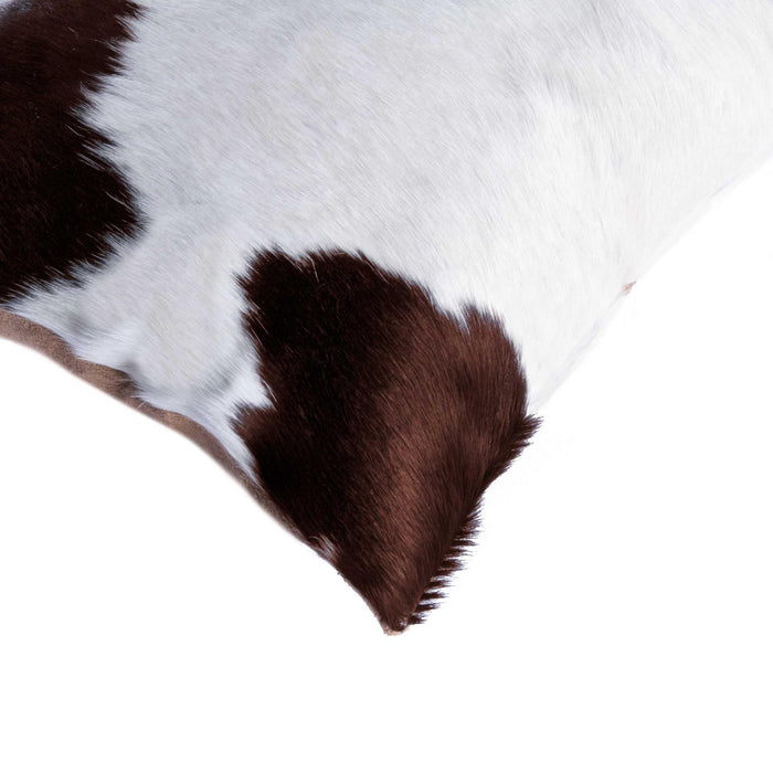 12" X 20" Brown and White Cowhide Throw Pillow