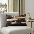 12" X 20" Brown Black And White Cowhide Throw Pillow