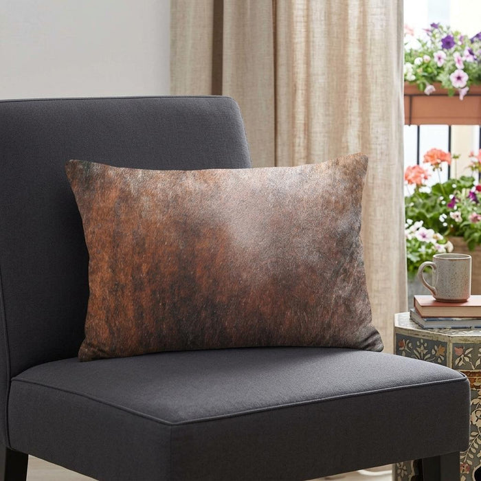 12" X 20" Brown Cowhide Throw Pillow