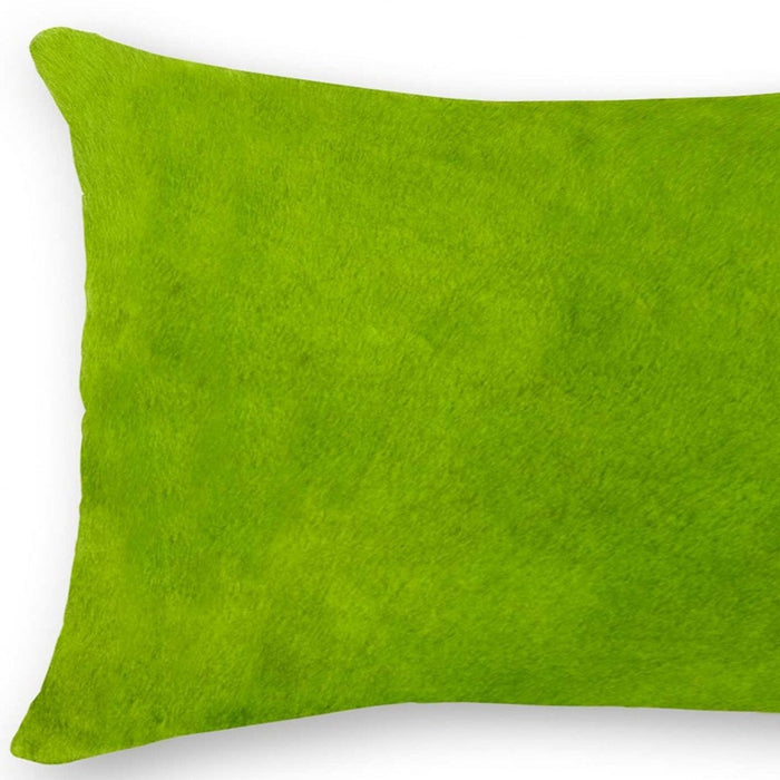 12" X 20" Lime Green Cowhide Throw Pillow