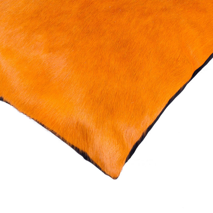 12" X 20" Orange Genuine Cowhide Lumbar Throw Pillow